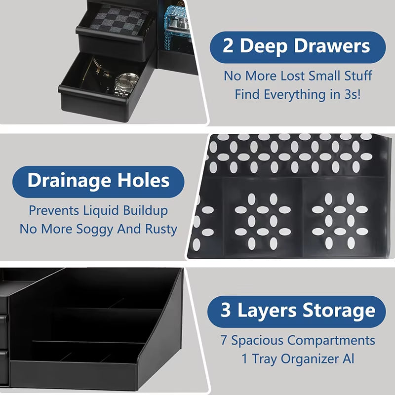 Father's Day Gift for Dad - Bathroom Countertop Organizer with Drawers