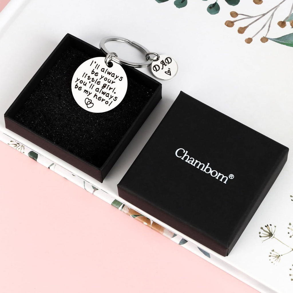 Father’s Day Gifts for Dad - Engraved Stainless Steel Keychain “I’ll Always Be Your Little Girl” From Daughter