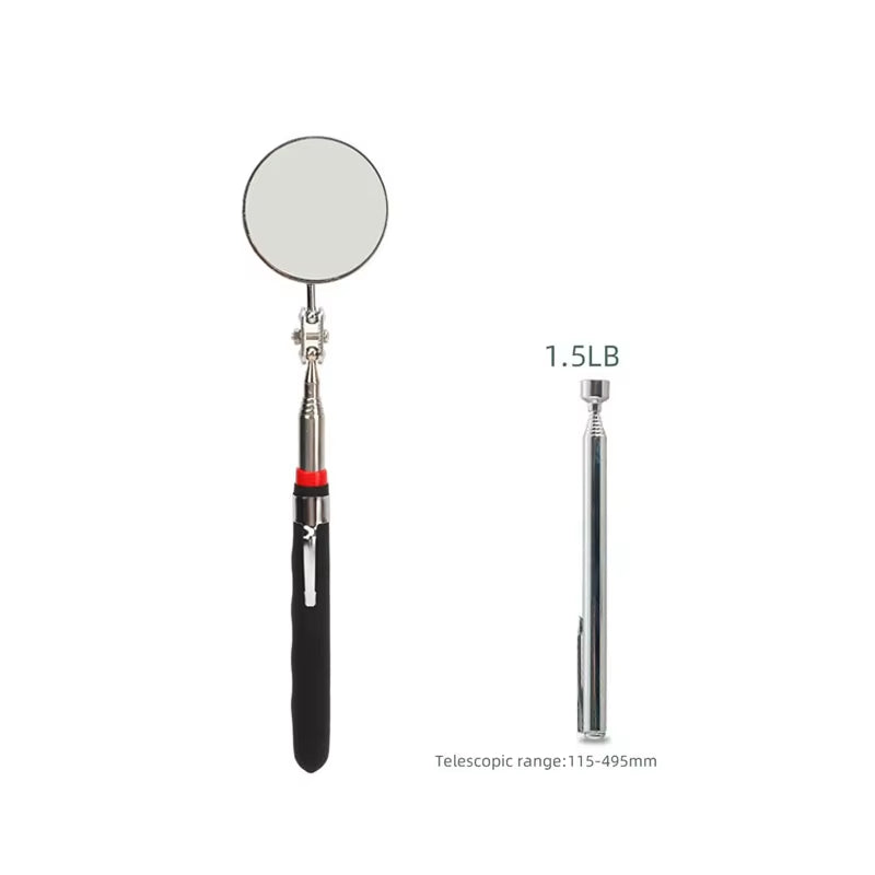Father's Day Gift for Dad - 360° LED Telescopic Inspection Mirror with Grip Handle for Hard-to-Reach Areas