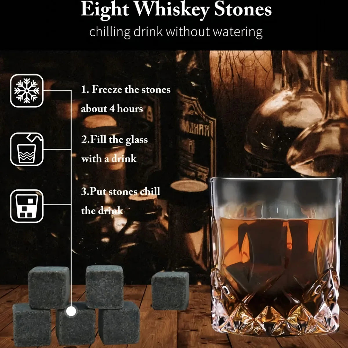Father's Day Gift for Dad - Whiskey Ice Stones Set for Dad, Step Dad, Husband