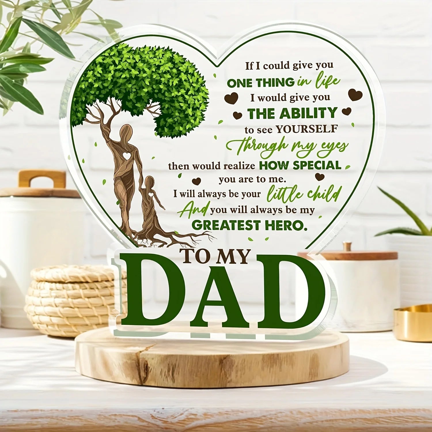 Father's Day Gift for Dad – “To My Dad” Acrylic Plaque, Best Dad Ever Home Desk Decor