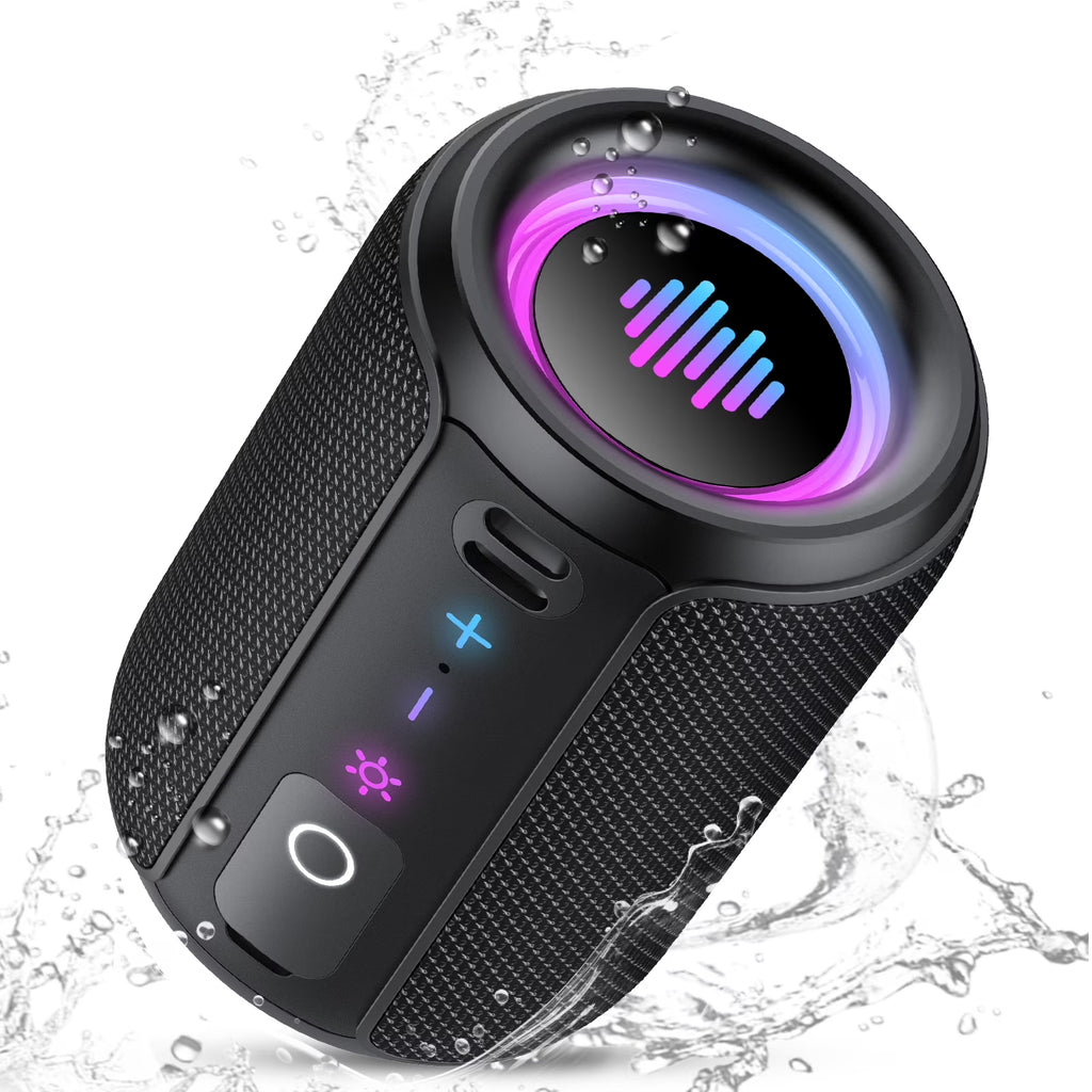 Portable IPX7 Waterproof Bluetooth Speaker with 20W Sound, 24H Playtime, LED Lights & TWS Pairing