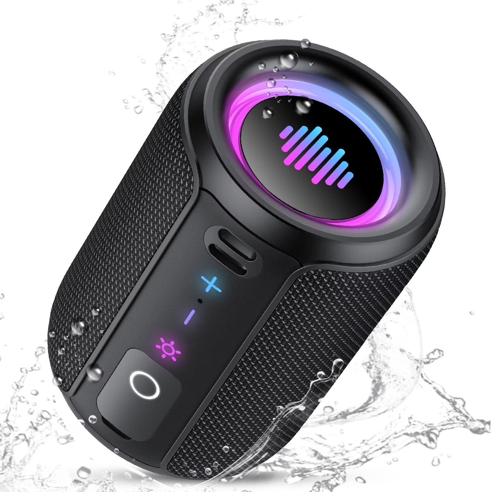 Portable IPX7 Waterproof Bluetooth Speaker with 20W Sound, 24H Playtime, LED Lights & TWS Pairing