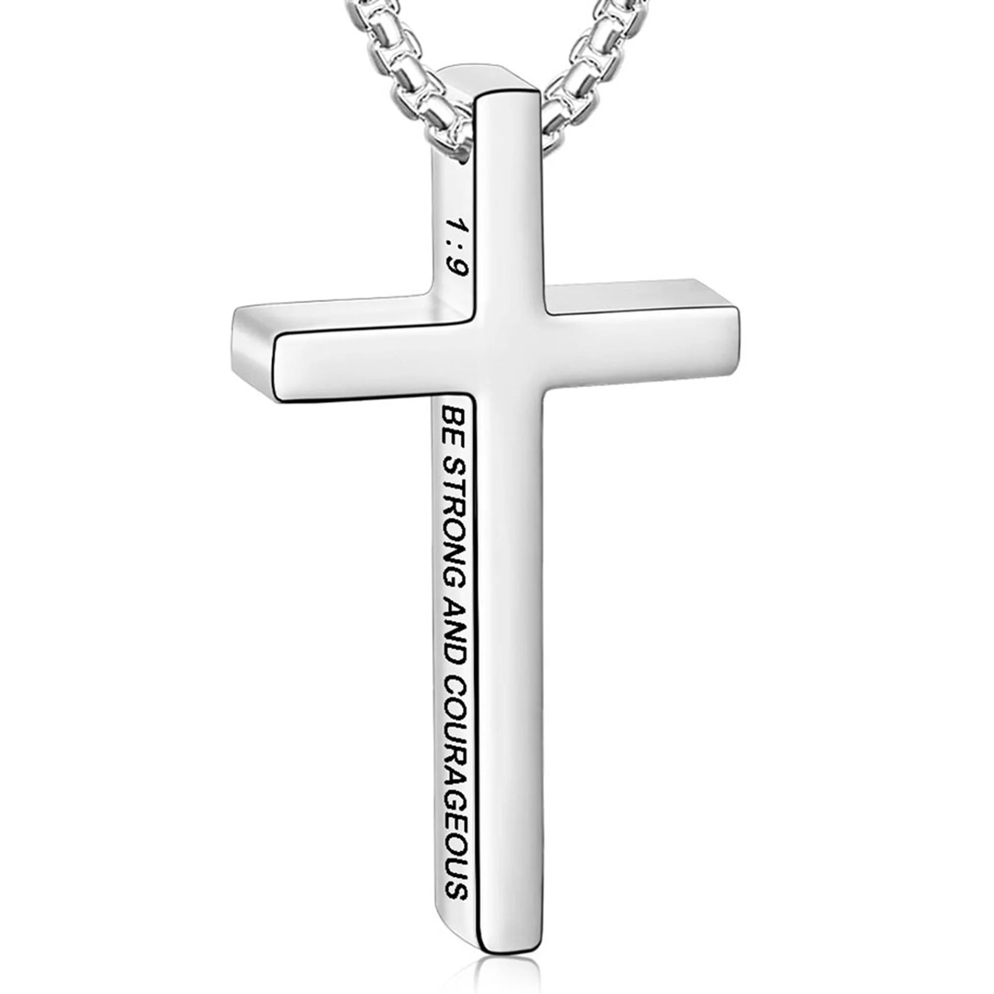 Father's Day Gifts for Dad - Stainless Steel Silver Cross Necklace