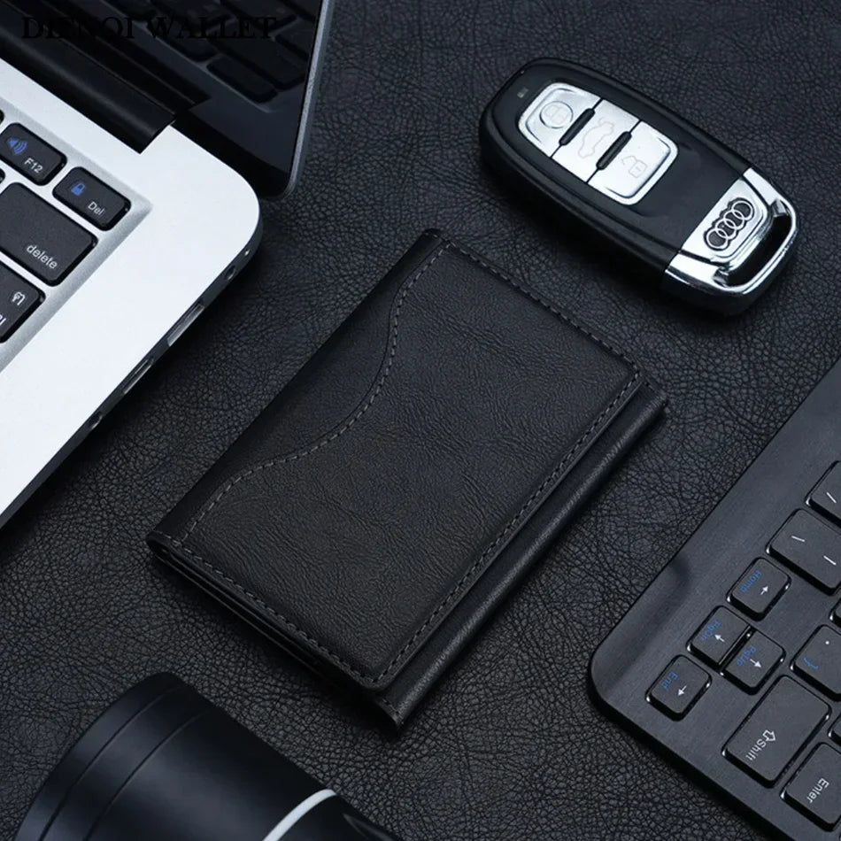 Father's Day Gift for Dad - Men’s MagSafe Card Holder Wallet, Magnetic PU Leather Card Case for iPhone