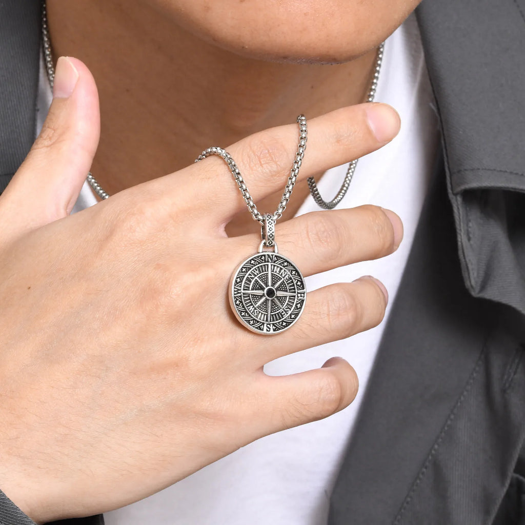 Father's Day Gift for Dad - Vintage Compass Pendant Necklace for Men